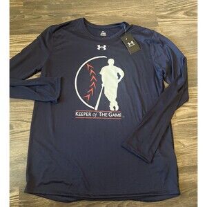 UNDER ARMOUR Men's Long Sleeve Athletic Shirt Keeper Of The Game Blue Medium NWT